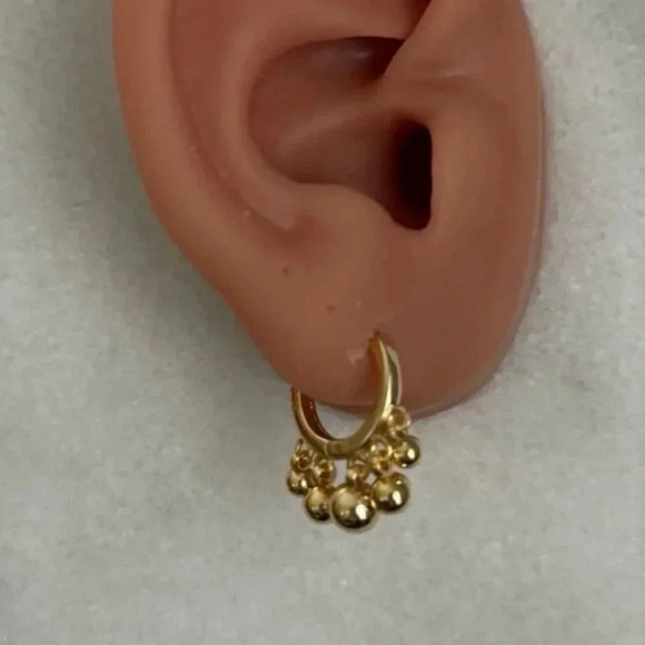 COPY - Gold Beaded Tassel Fringe Hoop Earrings Brand New - Picture 4 of 4